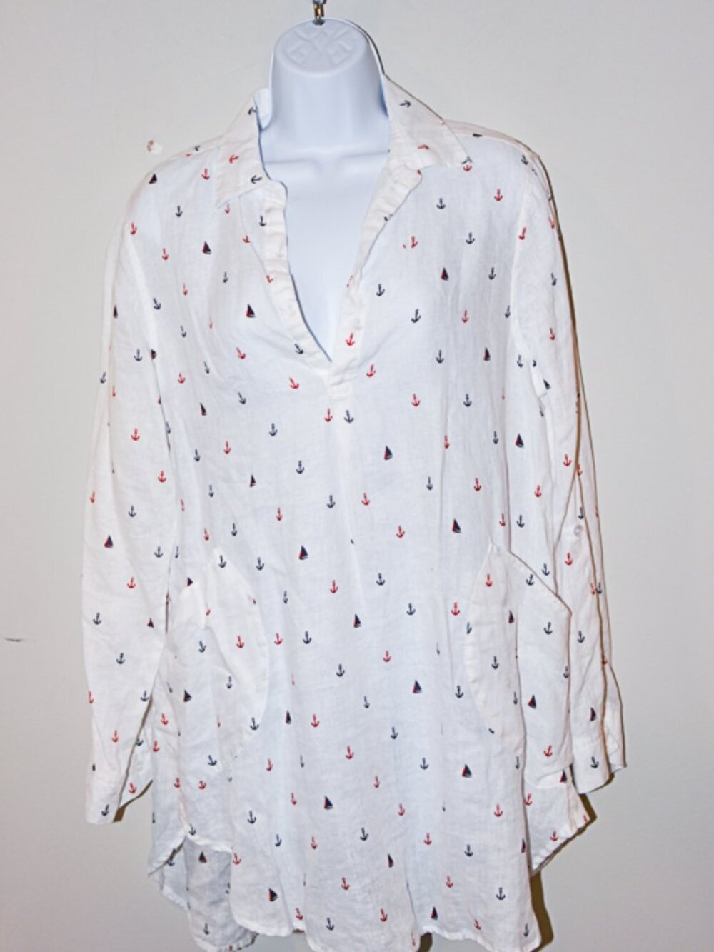 Forcynthia Beachwear Linen Cover up/Blouse Size Medium